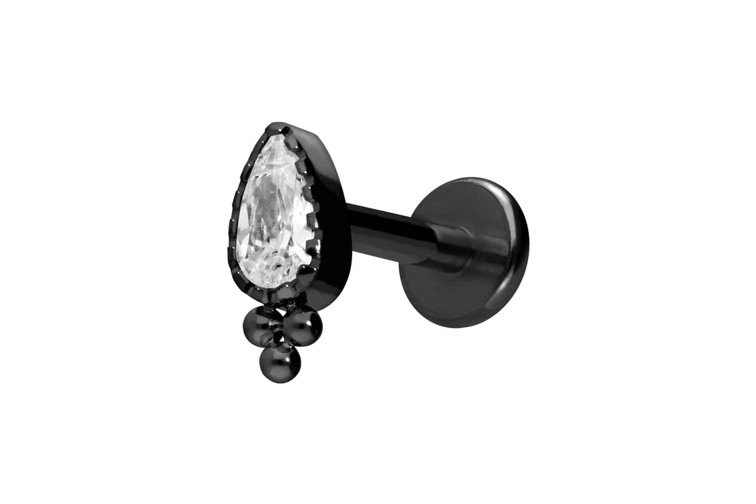 Titan Labret Piercing mit Innengewinde KRISTALLTROPFEN + KUGELN